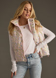 Light Pink Floral Puffer Vest
