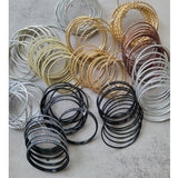 Silver with Silver Gold Glitter Thin Metal Bangles Metallics Stack of 6