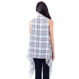 Black And White Plaid Long Sleeveless Vest