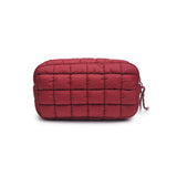 Cloud Nine Quilted Puffer Nylon Cosmetic Pouch in Burgundy