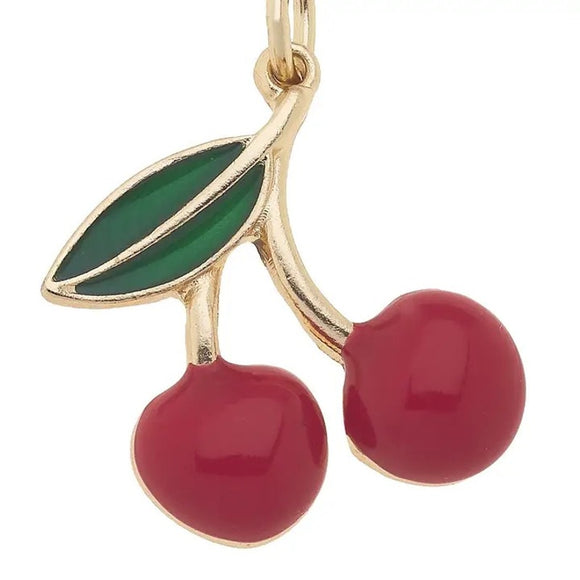 3D Cherries Enamel Charm in Red Green