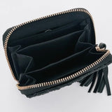 Wynona Woven Card Wallet – Solid Black