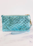 Liz 3 Divider Quilted Crossbody Convertible Bag Aqua Marine Pop