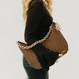 Sienna Slouchy Woven Shoulder Bag – Checkered Coffee