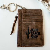 Pink Thunderbird Western Cowhide Tooled Leather Keychain Wallet