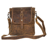 Brown Beauty Crazy Horse Distressed Leather Flap Shoulder Bag