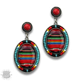 Western Southwestern Serape Oval Seed Bead Dangle Earring