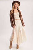 Boho Lace Maxi Skirt – Flowy Sheer Ecru