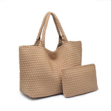 Sky's The Limit Large Woven Neoprene Tote with Pouch Dark Denim
