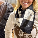 Black White Checkered Skull Bandana Western Southwestern Wild Rag Scarf Accent