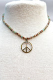 Imperial Jasper Peace Sign Choker Necklace | Bronze | Dylan Designs
