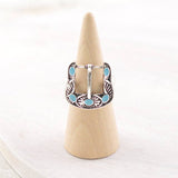 TIPI Western Buckle Stretch Ring – Turquoise & Silver Tone