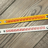 Adjustable Baseball Stitches Wrap Bracelets Yellow Red