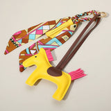 Vegan Leather Horse Tassel Scarf Keychain Bag Charm