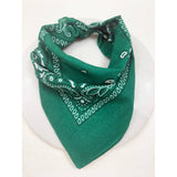 Green Paisley Pattern Bandana | 100% Cotton | 21x21"