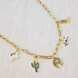 Yeehaw Cowgirl Rodeo Charm Necklace Western Icons