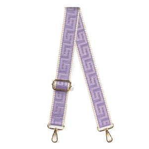 Lilac Greek Key Adjustable Detachable Crossbody Purse Bag Strap