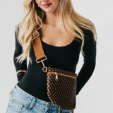Woven Vegan Leather Crossbody Belt Bag – Coffee Check