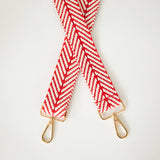 Crossbody Bag Purse Strap Red White Woven Chevron Zig Zag