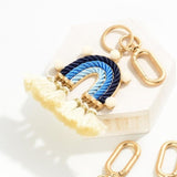Blue Rope Rainbow Keychain Bag Purse Charm with Tassels Pom-Pom