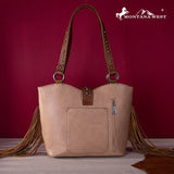 Montana West Embroidered Fringe Tote Tan