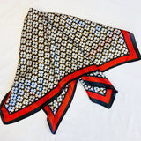 Four Petal Clover Scarf Red Border