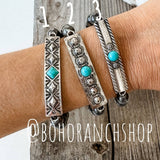 Aztec Boho Western Concho Stretch Bracelet Round Strip Bar Style 2