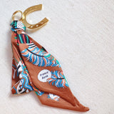 Western Golden Charm Luxe Print Scarf Bag Charm Brown Horseshoe