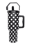 Black & White Polka Dot 38 oz Stainless Steel Tumbler