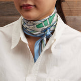Handbag Motif Square Scarf | Silk-Feel Fabric in Blue