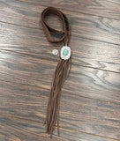 Boho Concho Turquoise Braided Suede Necklace – Extra-Long 51" Hand-Braided