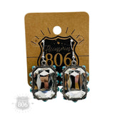 Rhinestone and bead studded earring Clear