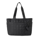 Emilia Tote Bag Quilted Puffer with Heart Bag Charm Black