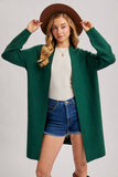 Open Front Knit Layering Sweater Cardigan Hunter Green