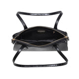 Nessa Croc Print Vegan Leather Shoulder Bag | Black