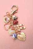 Coquette Porcelain Bows Hearts Pearl Strawberry Bag Charm Keychain
