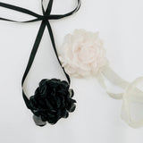 Flower Fantasy Tie Choker Necklace Champagne