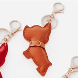 Scottie Puppy Vegan Leather Bag Charm Key Chain Brown