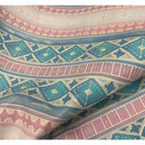 Embossed Pastel Navajo Leather Hat Band with White Turquoise Slab