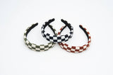 Checkered Headband Soft Fabric Padded Black White