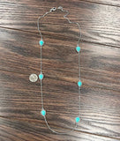 Handmade Drop Turquoise Necklace – Long Cable Chain, Adjustable 32–35"