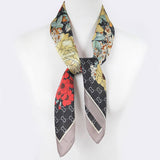 Multi Print Silk Bandana Scarf – Black