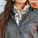 Cream Steer Rodeo Printed Western Southwestern Wild Rag Scarf Accent