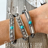 Aztec Boho Western Concho Stretch Bracelet Round Center Concho Bar Style 3