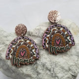 MAMA Leopard Glitter Rainbow Acrylic Earrings