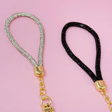 Bling Phone Wrist Lanyard Strap Black Crystal