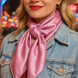 Pink Solid Color Western Southwestern Wild Rag Scarf Accent