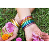 Thai Buddhist Temple Mantra Bangle – Ruby Pink | Small