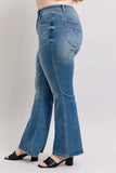 Mid Rise Tummy Control Vintage Wash Flare Jeans - Women's Premium Denim