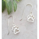 Sterling Silver Dog Paw Charm Dangle Earrings